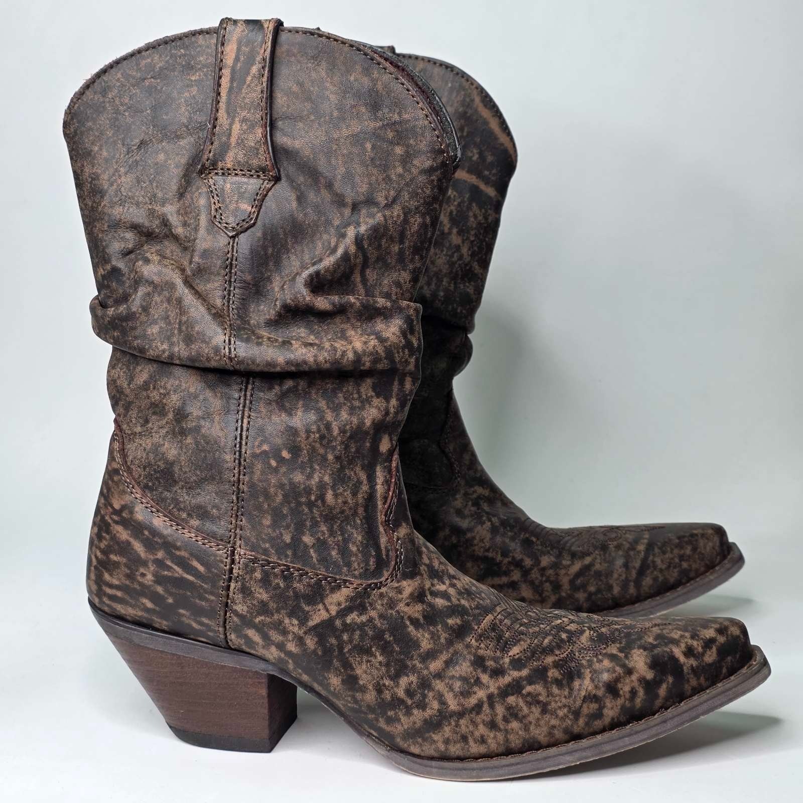 Durango Western Cowgirl Boots Women's Size 9.5 Brown Leather Slouch Shoes Rd3553